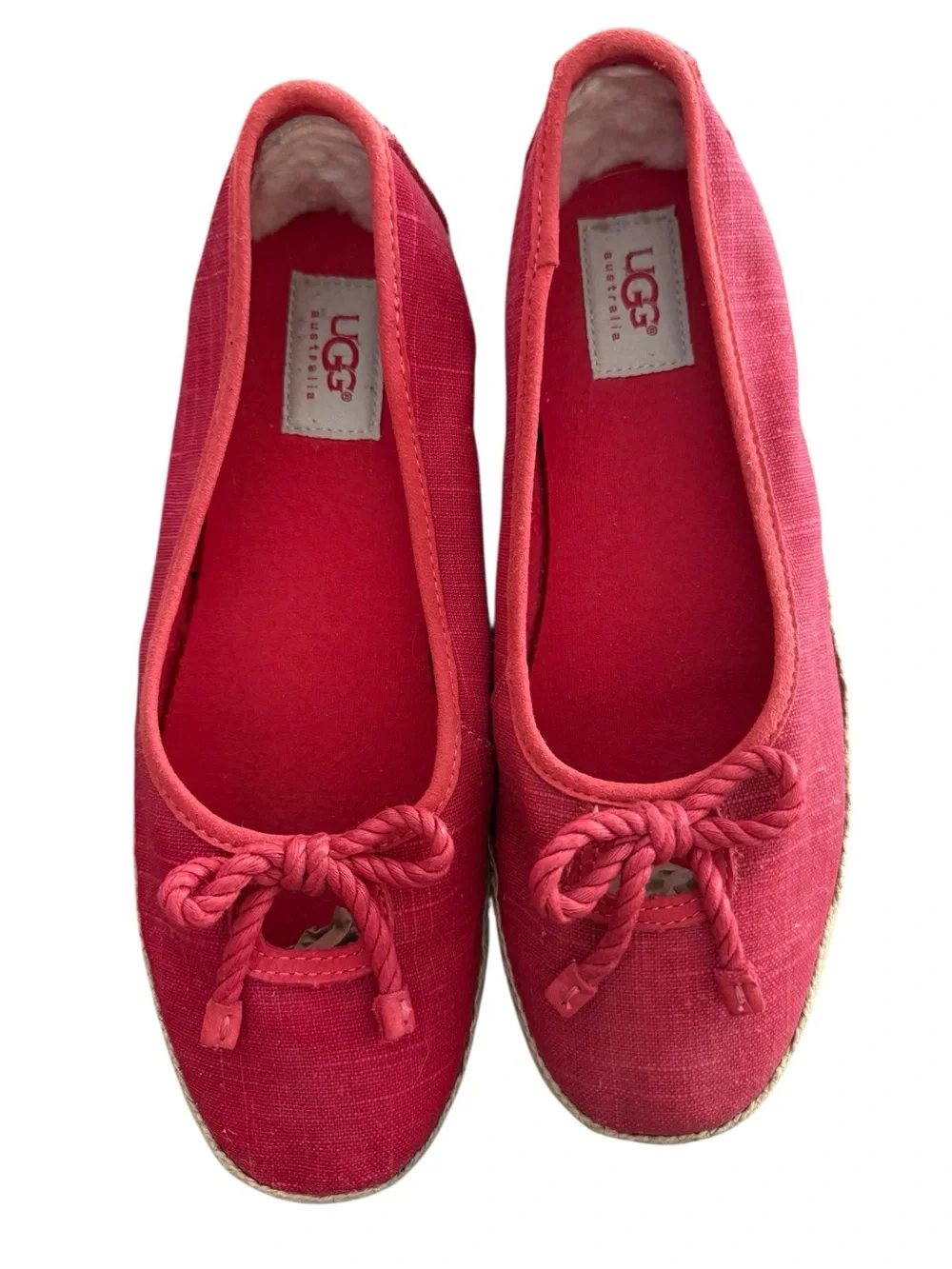 UGG Australia Coral Canvas Ballet Flats Espadrille Slip On Shoes Size 9 Coastal